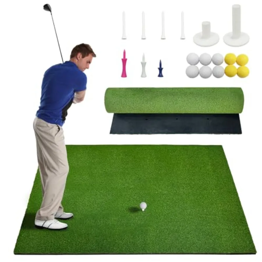 

Golf Hitting Mat, 31 mm Golf Mats for Practice Heavy Duty Turf Driving Range Mats Works with Golf Simulators Outdoor Indoor