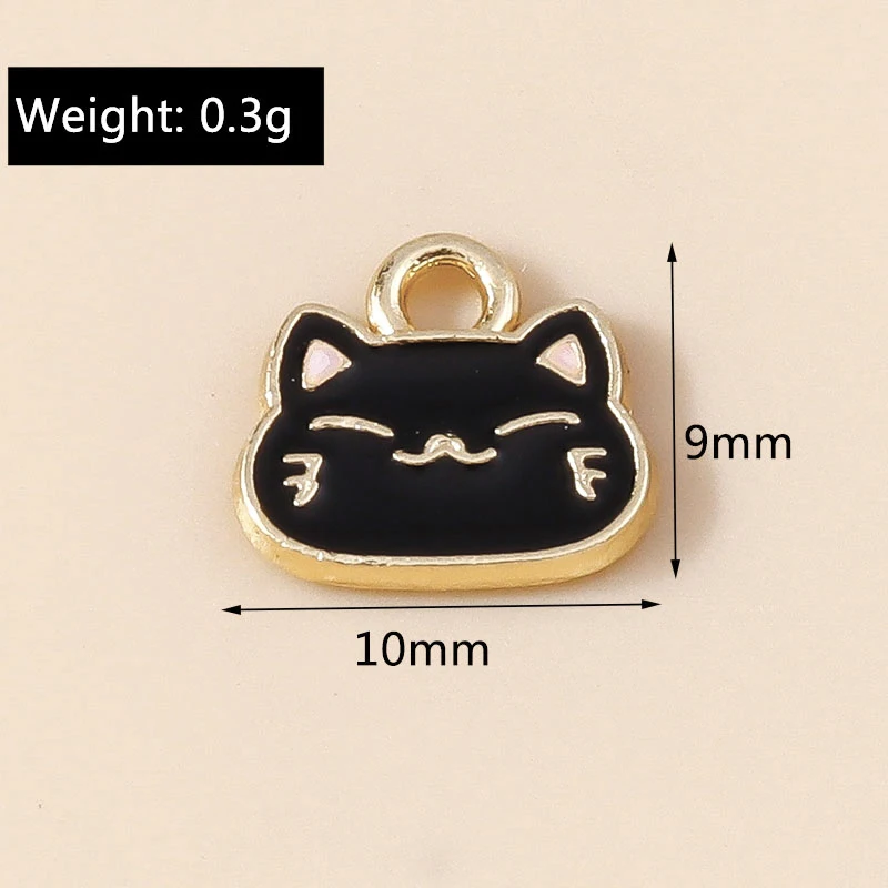 Leslie 10 Stück süße Emaille-Anhänger mit weißer und schwarzer Katze für Schmuckherstellung, DIY-Ohrringe, Armbänder, Halsketten, Anhänger, Zubehör – Detail 4