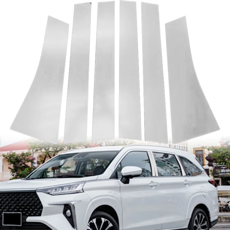 6pcs Window Door Column B C Pillar Post Cover Trim For Toyota Veloz Transmover Daihatsu Xenia 2022 2023 2024 Decoration Stickers