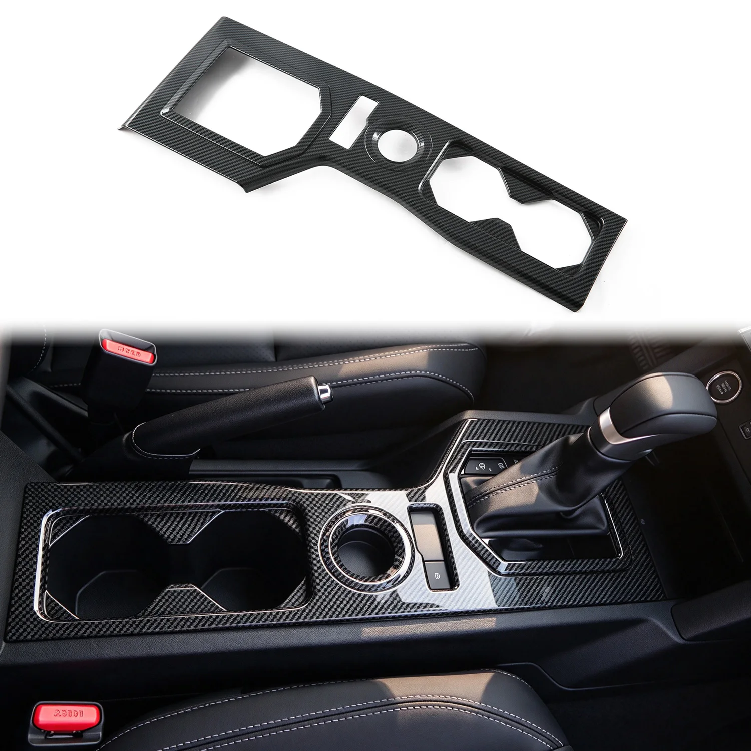 For Mitsubishi Triton L200 2023-2027 LHD RHD Carbon Fiber Style ABS Interior Gear Shift Frame Cover Trim Car Decoration Overlay