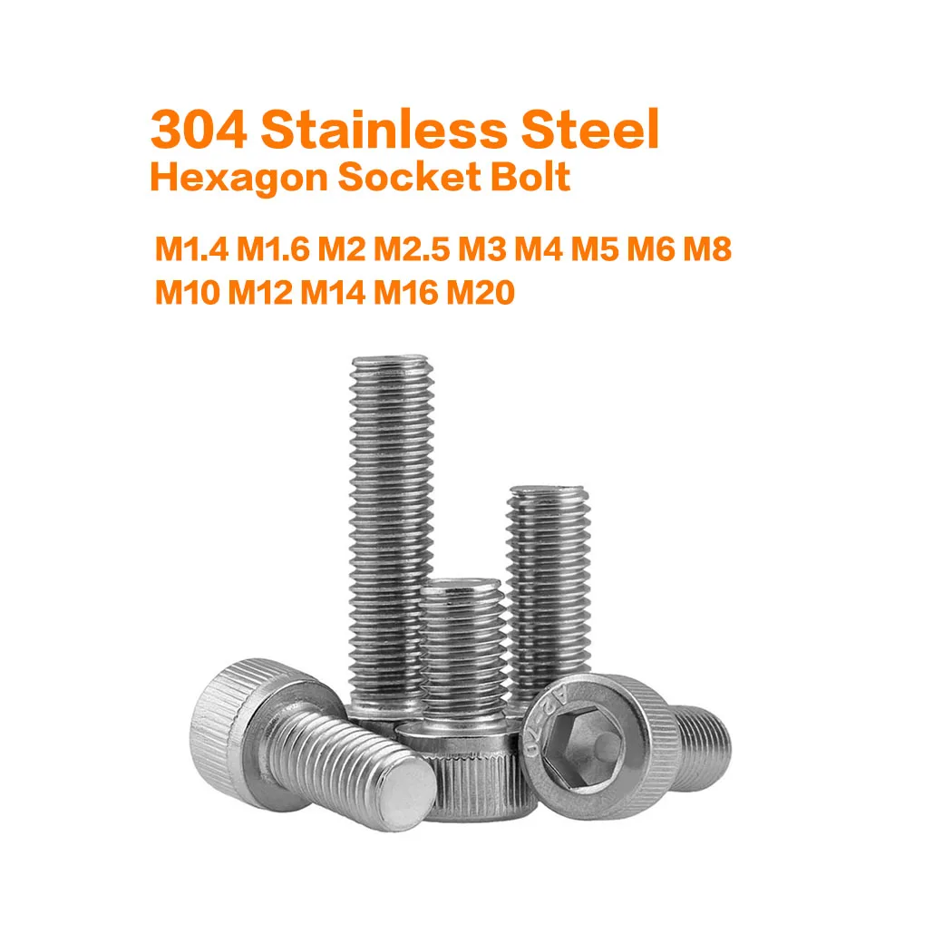 

M1.4 M1.6 M2 M2.5 M3 M4 M5 M6~M20 Din912 304 Stainless Steel Hexagon Socket Bolt Grade 6.8 Hexagon Hex Socket Cap Head Screw