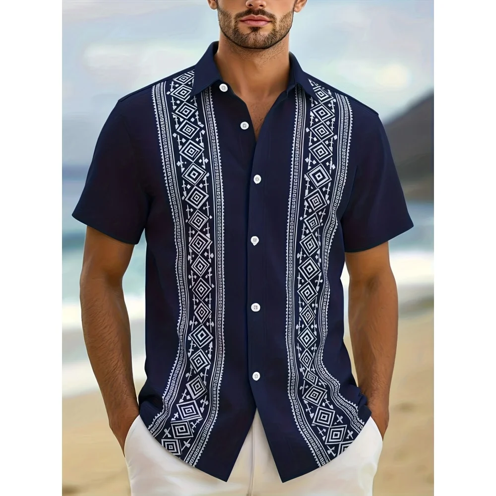 Sommermode Herren Palmblatt Tropisches Hawaii-Hemd Übergroßes Strand-Kurzarmhemd mit Kokosnussbaum-Muster Freizeithemden Oberteile Lässige Kleidung