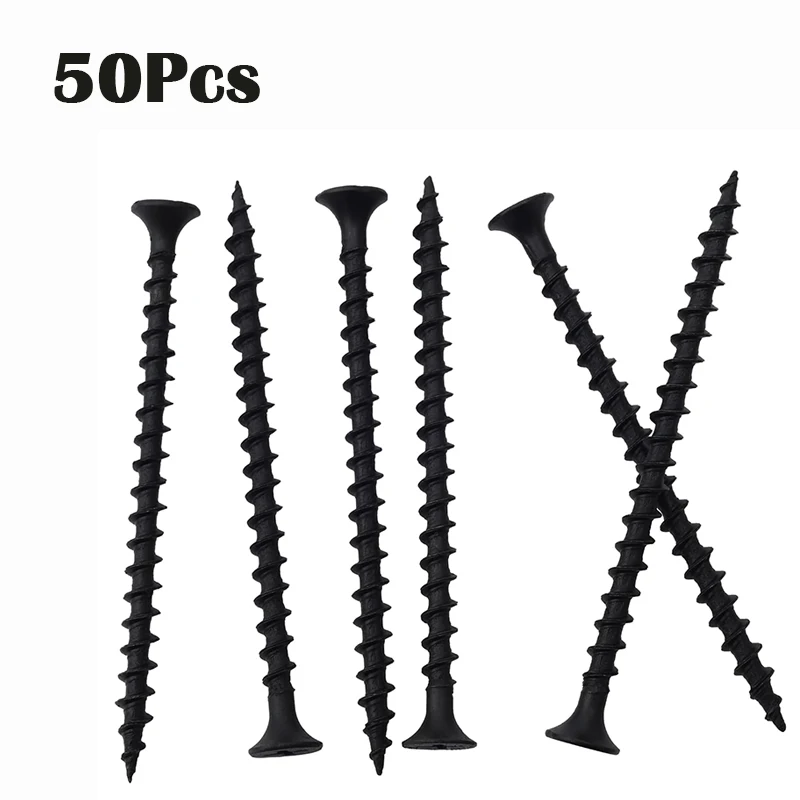 50pcs Lot Drywall Screw Countersunk Flat Self-tapping Screw M3.5 Black Carbon Steel Phillips Woodworking Screws