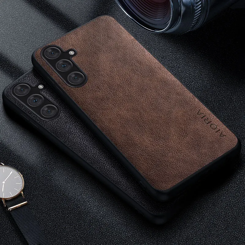 Premium Luxury leather Phone Case for Samsung Galaxy A15 A14 A13 A12 A11 10 5G Retro Business Style Solid color cover funda capa