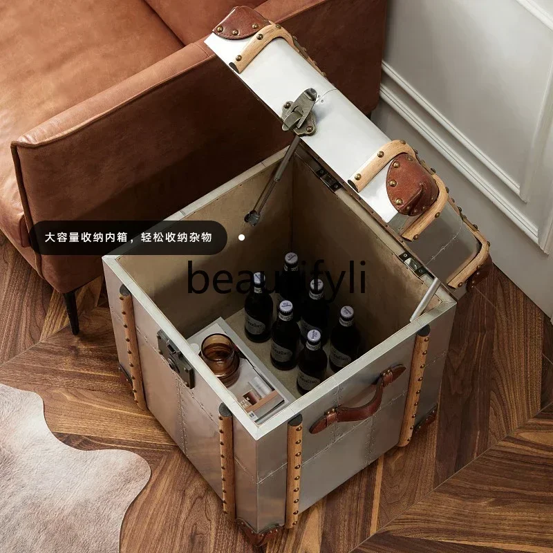 Hot sales American side few lockers, rivets, retro leather case, storage cabinet, handicrafts box, bedside table.