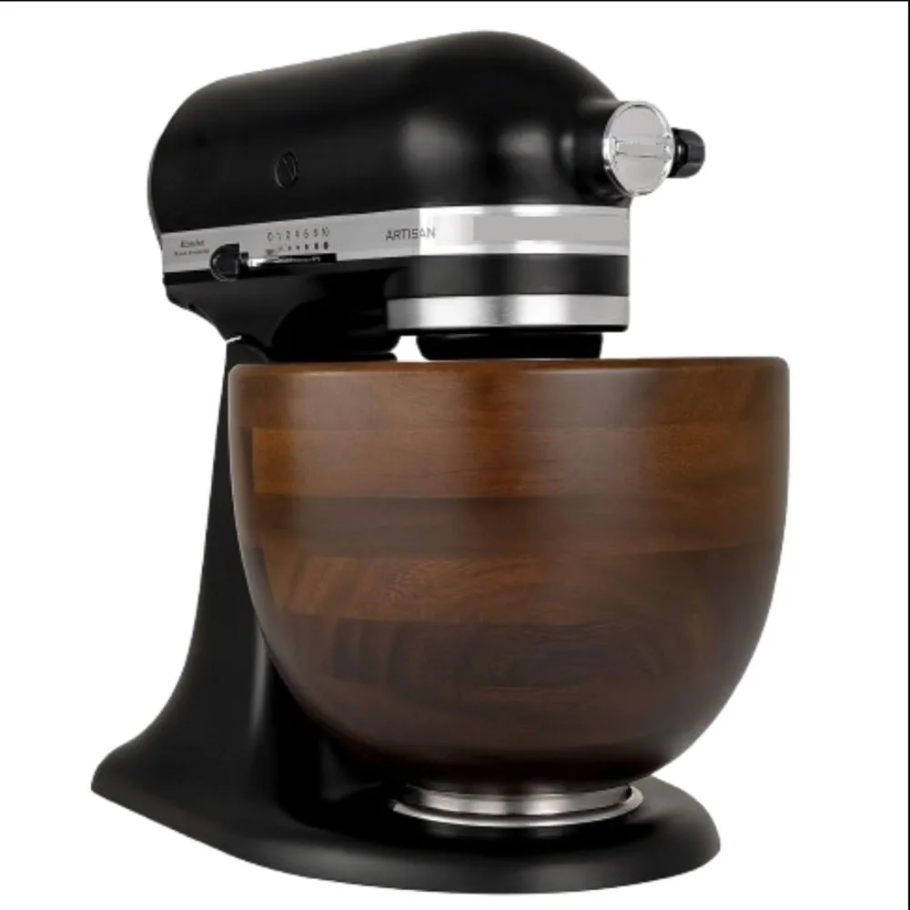 5-Quart Premium Walnut Wood Mixing Bowl for 4.5 and 5 Qt Tilt-Head Stand Mixers - Natural Walnut Wooden Bowl