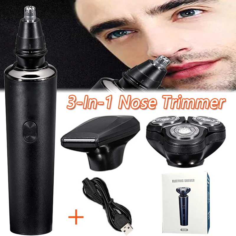 Trimmer naso elettrico 3 in 1 ricaricabile capelli barba trimero uomo sopracciglio naso trimmer per naso e orecchie pulitore macchina per la depilazione