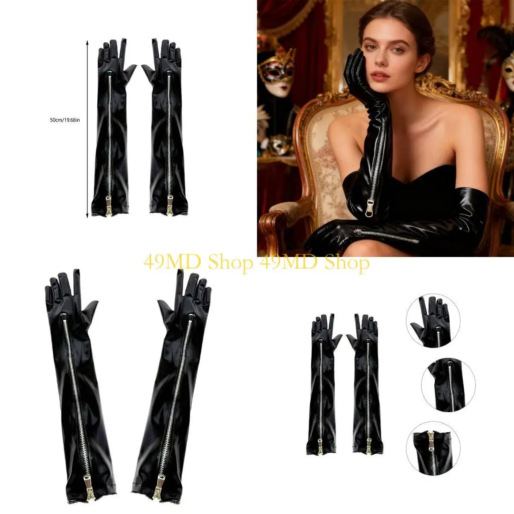 49md-1-pair-stylish-long-pu-leather-gloves-with-elegant-design-enhancing-winter-glove