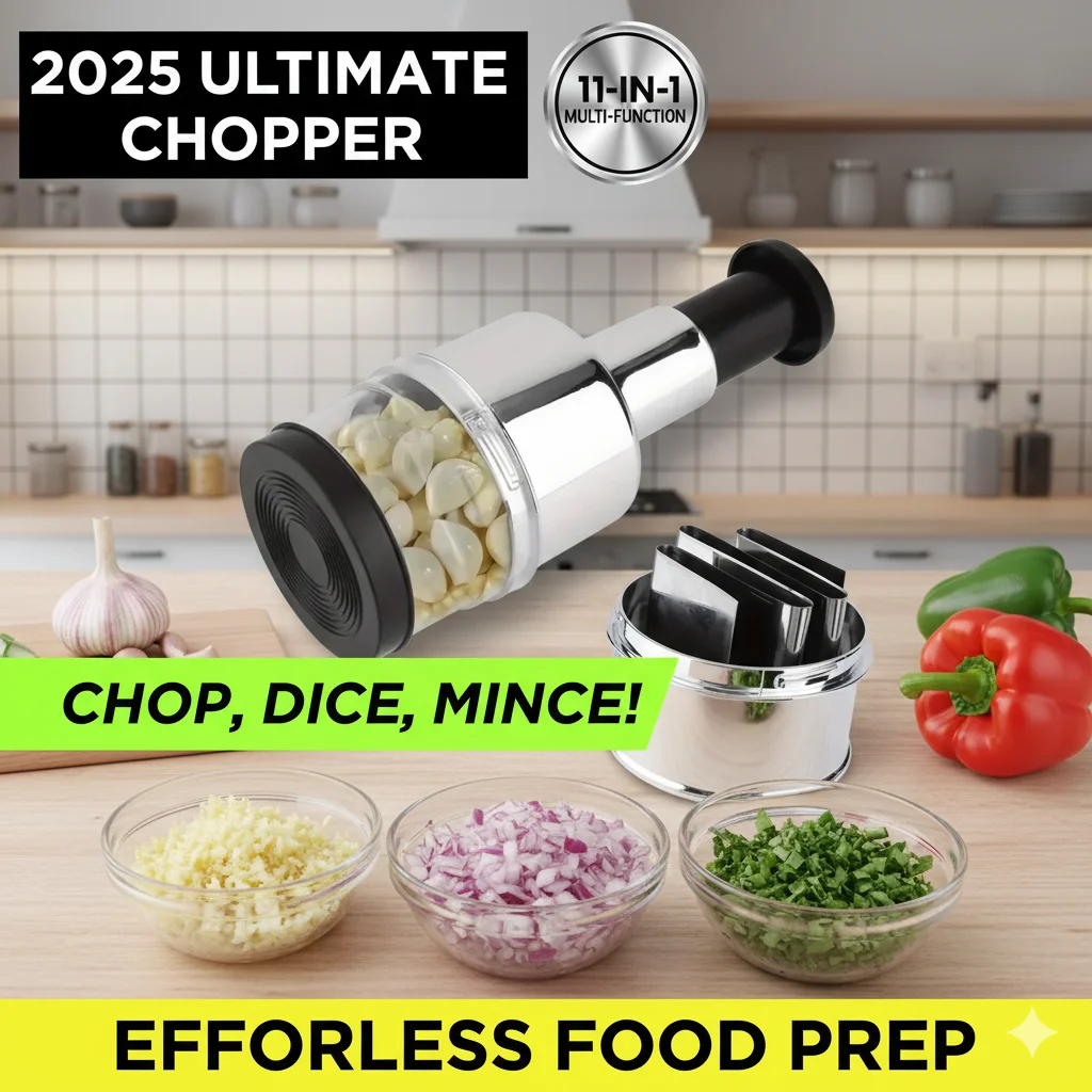 

Ручной пресс для чеснока и измельчитель овощей 11-в-1, универсальный портативный кухонный инструмент с рычажным дизайном, прочный для домашней кулинарии