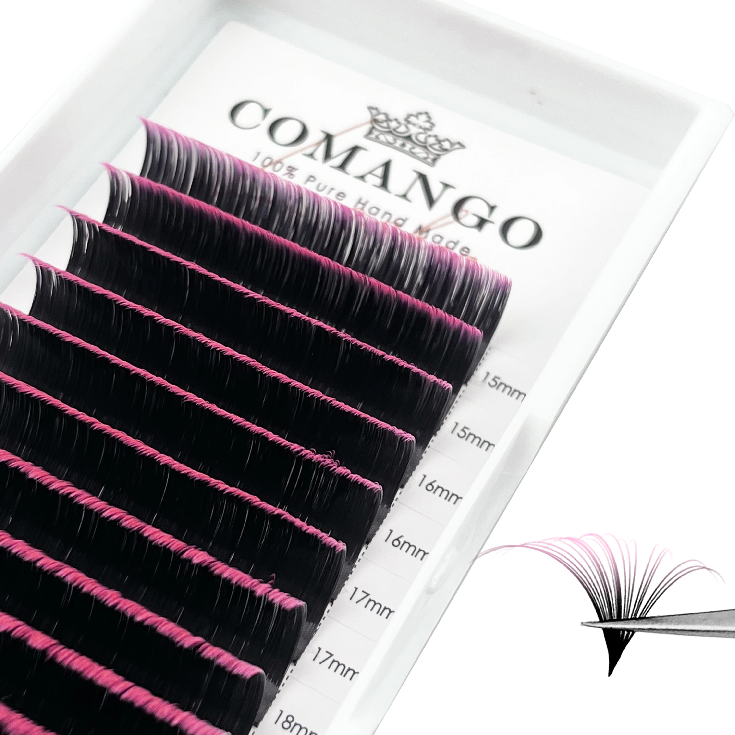 Wimpern Schwarz Ombre Easy Fanning Volume Lashes Extensions Farbverlauf Automatische Blumenwimpern Wimpern Nerzmischung Wimperntablett