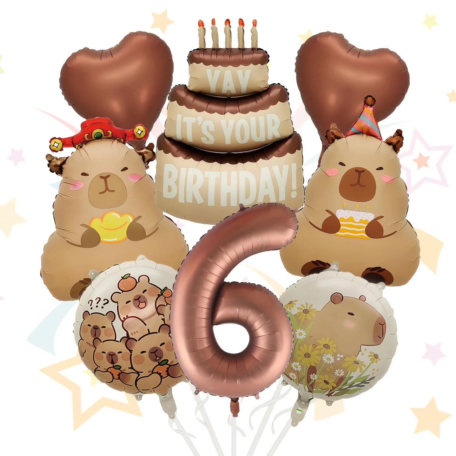 1 Set Cartoon-Tier Capybara-Thema Geburtstagstorten-Ballon-Banner Kinderparty-Dekorationen Zahlen-Folienballon Babyparty-Geschenke