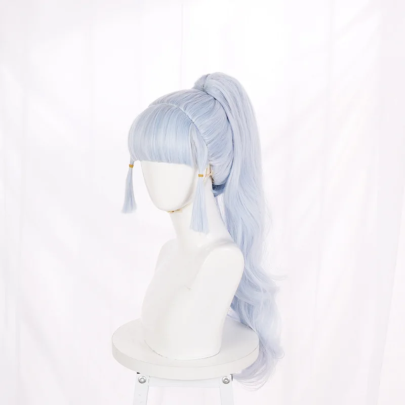 Peruka do cosplayu Genshin Impact Kujou Sara, Inazuma, kucyk z tygrysim pyskiem, zestaw akcesoriów do włosów