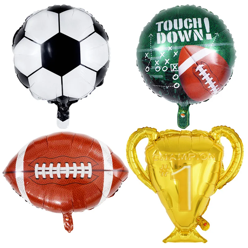 Trophäe Fußball Ballon Aluminium Film Ballon Geburtstag Dekoration Rugby Sport Thema Party Polyester Pinata Geschenkset Kinderbevorzugung