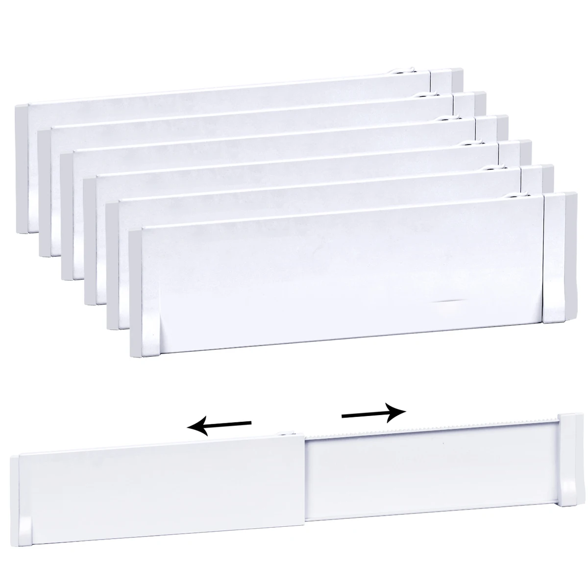 6 Pieces Solid Drawer Divider, White Abs Drawer Telescopic Divider