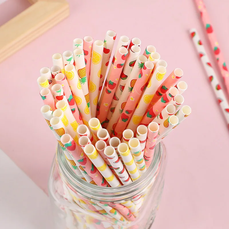 100 Stück Bunte Einweg-Papierstrohhalme Rosa Blau Trinkhalme für Kindergeburtstag Hochzeit Party Deko Zubehör Babyparty