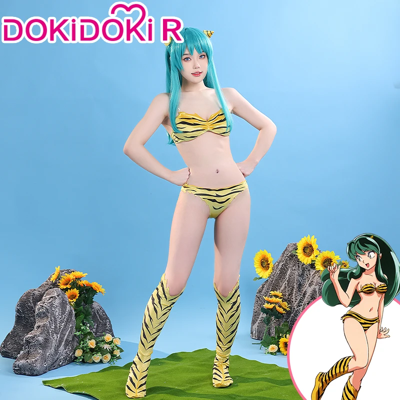 Lum Cosplay Anime Urusei Yatsura Cosplay DokiDoki-R Lum Green Women Wig Green Long Cosplay Urusei Yatsura Lum Costume