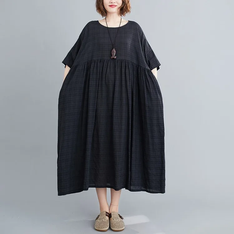 Plus Size Bohemian Print Maxi Long Dress for Women Floral Casual Cotton Linen Loose Vintage Vestidos Para Mujer Robe Dresses