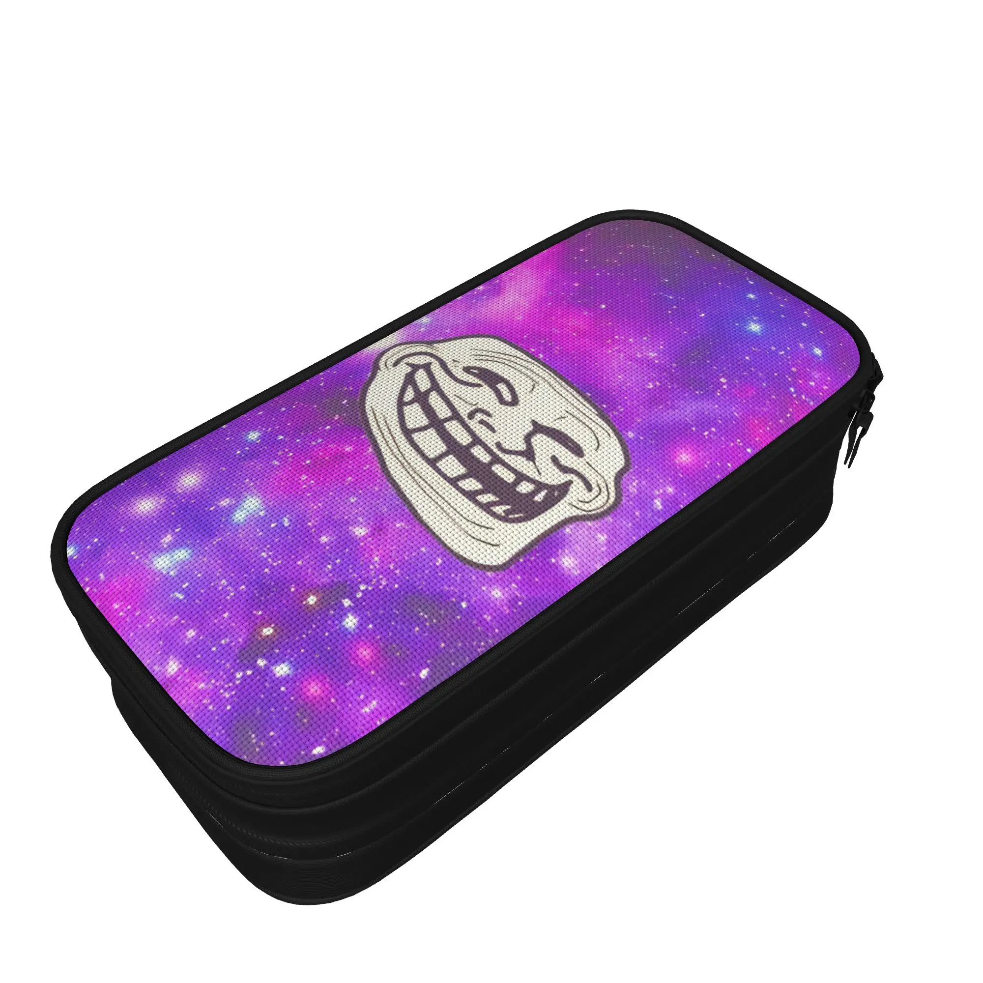 Classic Space Troll Face Meme Funny Pencil Case Comic Humor Pencilcases Pen Student Large Storage Bag School Gifts Stationery