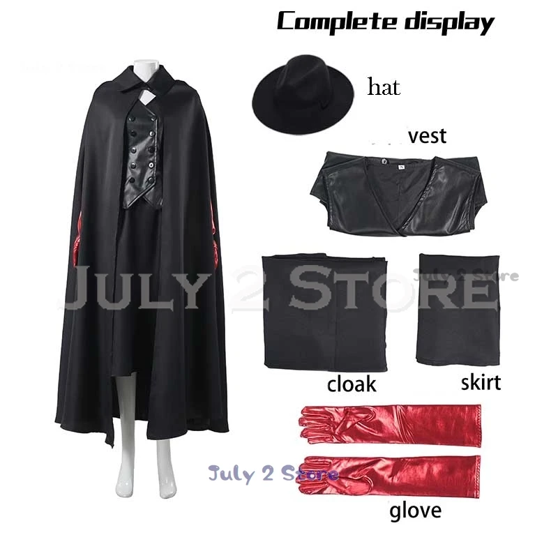 Beetleguese BJ 2 Delia Cosplay Deetz Costume Black Set Cloak Curly Wig Women Sexy Cosplay Halloween Party Suit 2024 NEW