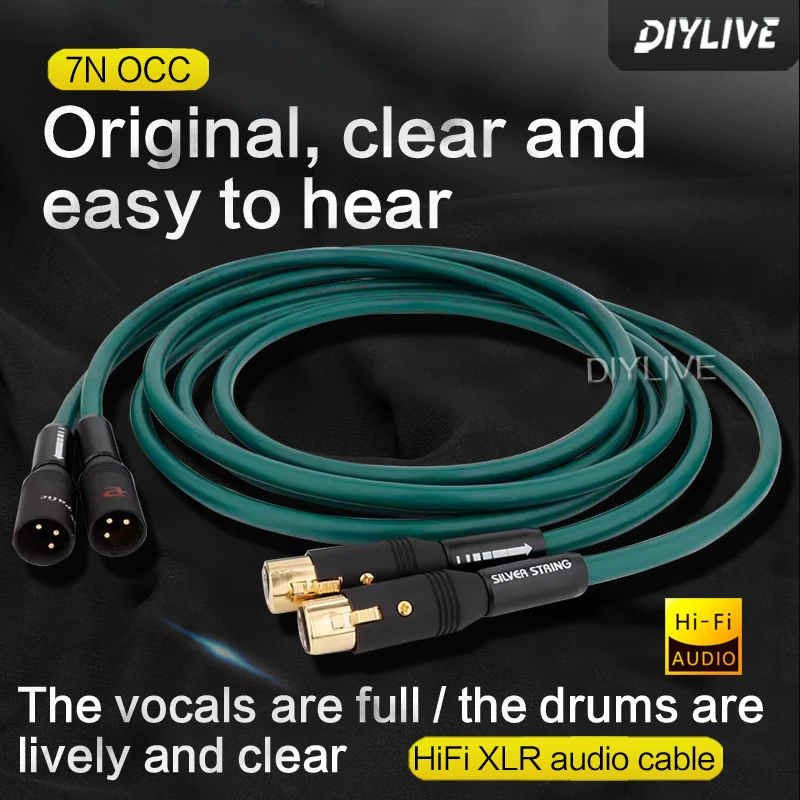 كابل إشارة نحاسي كريستالي أحادي الحمى من DIYLIVE-HiFi ، ميكروفون صوتي نحاسي ، خط XLR ، 3 أنواة ، خط توازن غير رأسي ، بئر OCC ، 7N