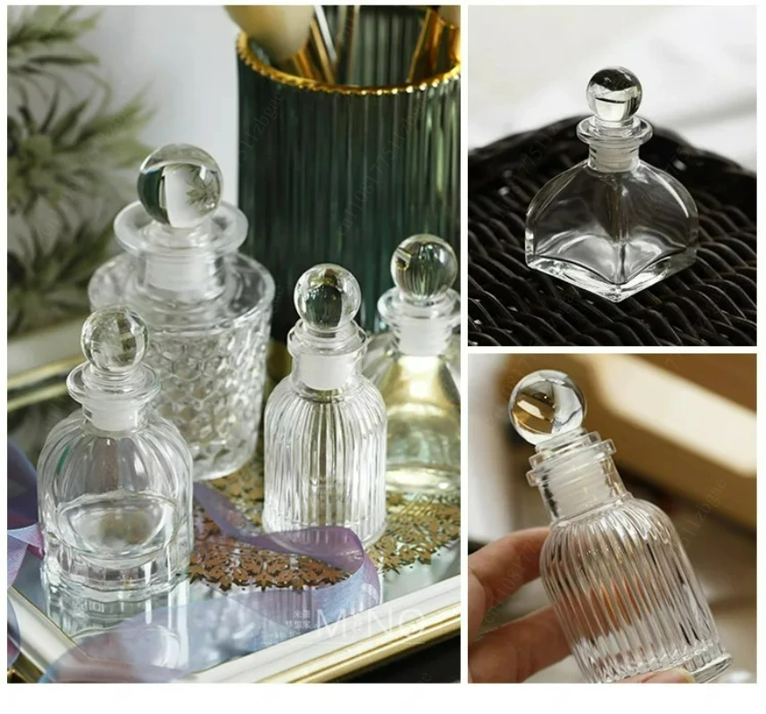 European Retro Sealed Transparent Glass Jar for Perfume Candy Spice Home Kitchen Room Storage Decoration