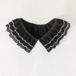 Cuello de muÃąeca Kawaii para mujer, cuello de gasa plisado, cuello falso blanco y negro, camisa desmontable, accesorios de cuello falso, primavera y verano