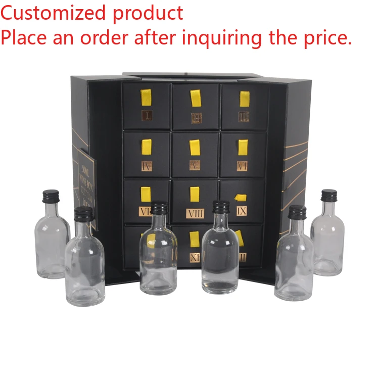 

Customized queryLuxury Christmas Holiday Favor Countdown Beer Whiskey Advent Calendar Rigid Miniature Bottles Custom Magnetic Ca