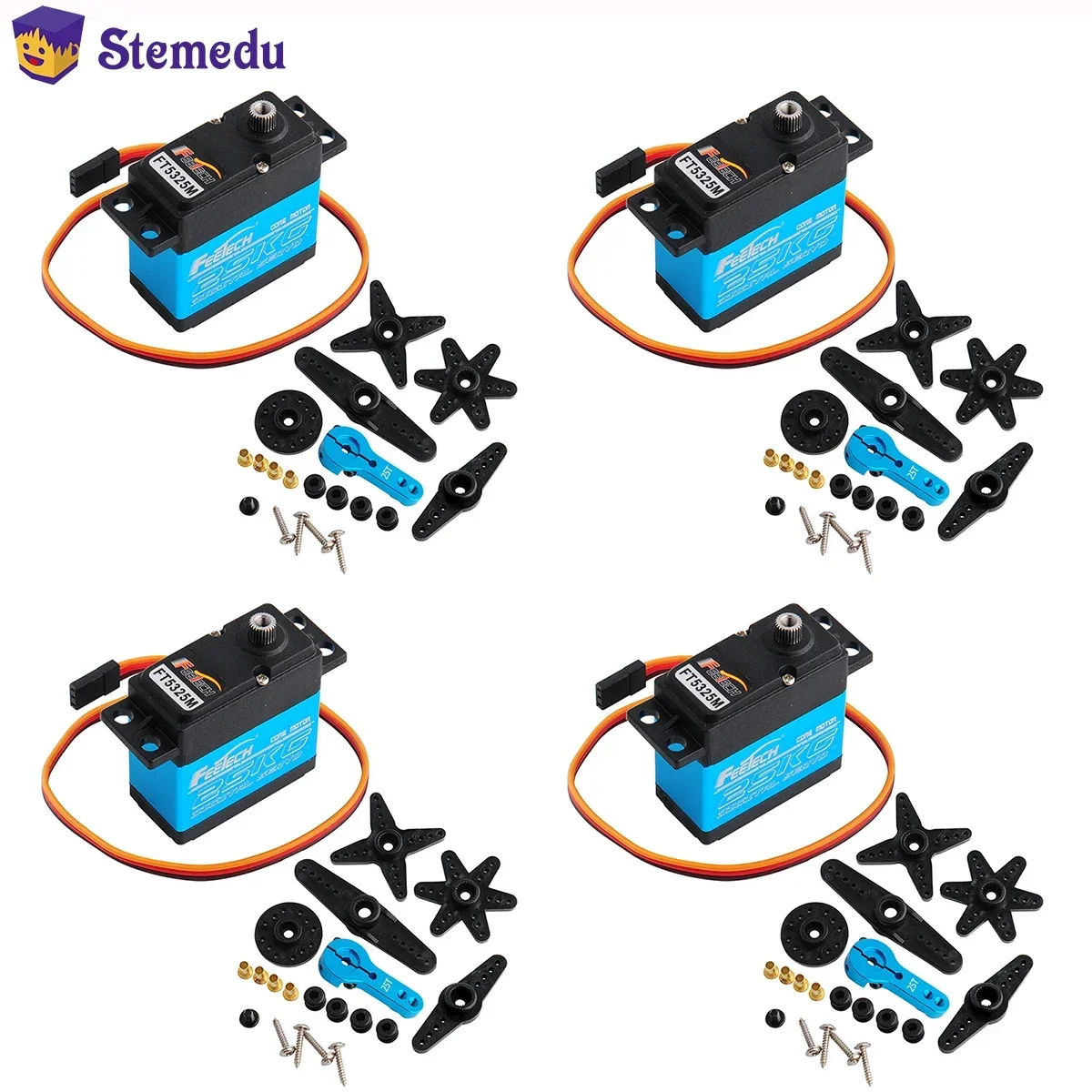 4 Sets Feetech FT5325M 25KG Digital Servo Metal Gear Waterproof Core Motor High Power 25T Arm For 1/8 1/10 RC Car Boat Robot Toy