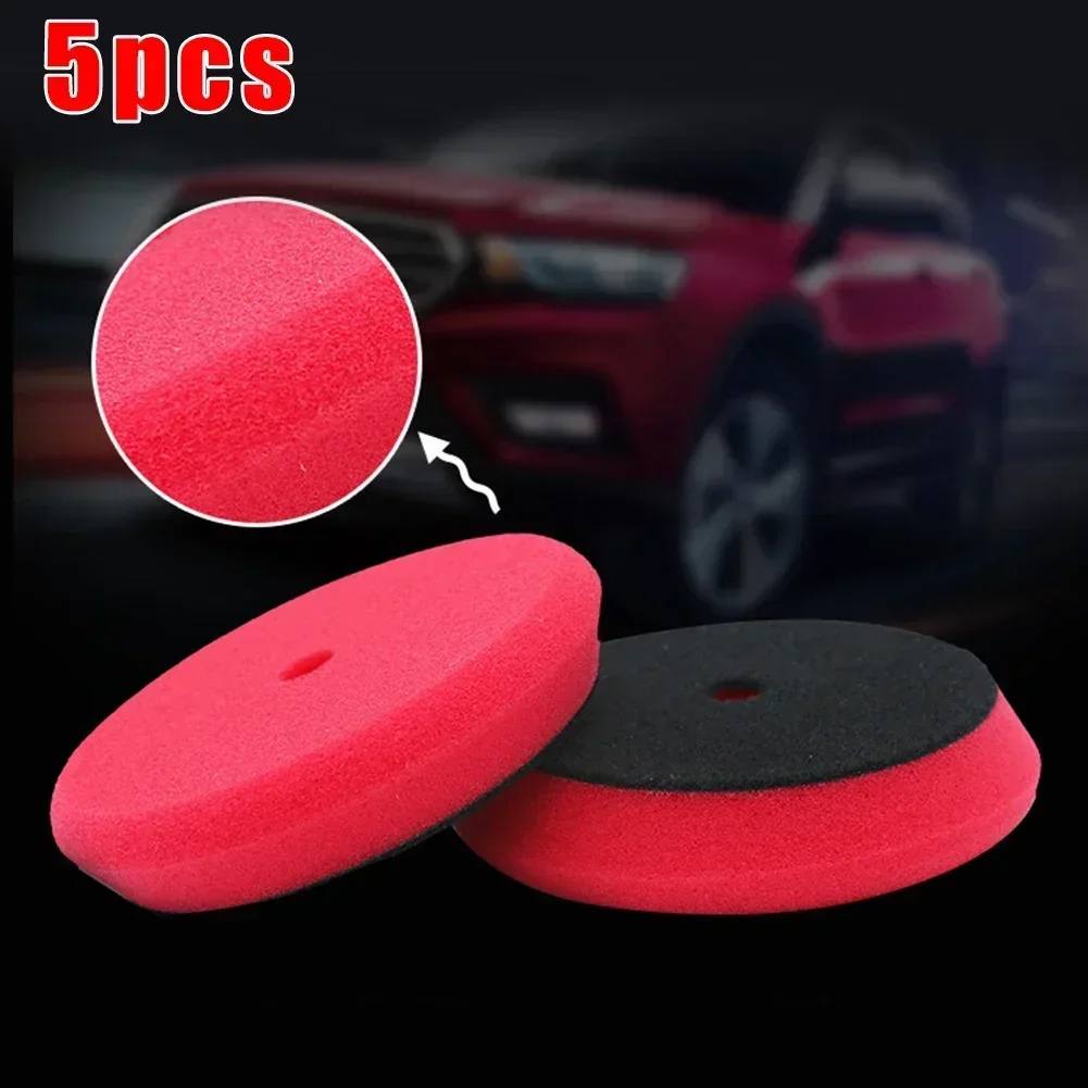 5Pcs 3inch 100mm Car Polishing Disc Buffing Waxing Pad Sponge Polishing Foam Pads For RO/DA Car Polisher Drill Adapter