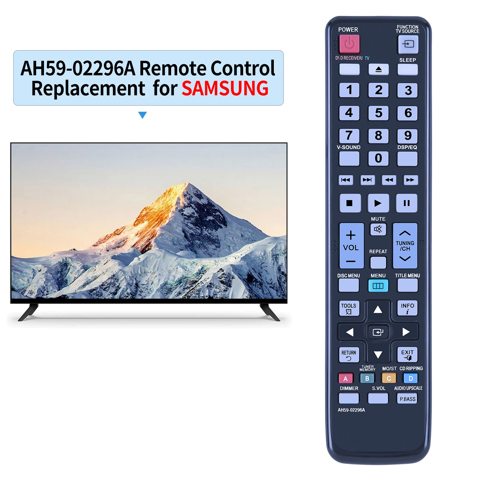 Mando a distancia para sistema de cine en casa, mando a distancia para Samsung AH59-02296A, AH59-02298A, HT-C6530, HT-C6900W, HT-C6950W, DVD