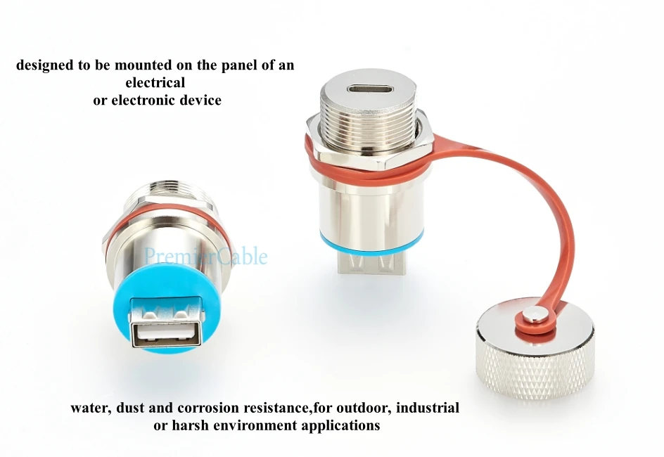 Robuster USB 2.0 A-Buchse auf Typ-C-Buchse-Koppler, IP67, für bündige Einbaumontage, Schottmontage, Durchgangsanschluss für Laden und Datenübertragung. – Detail 6
