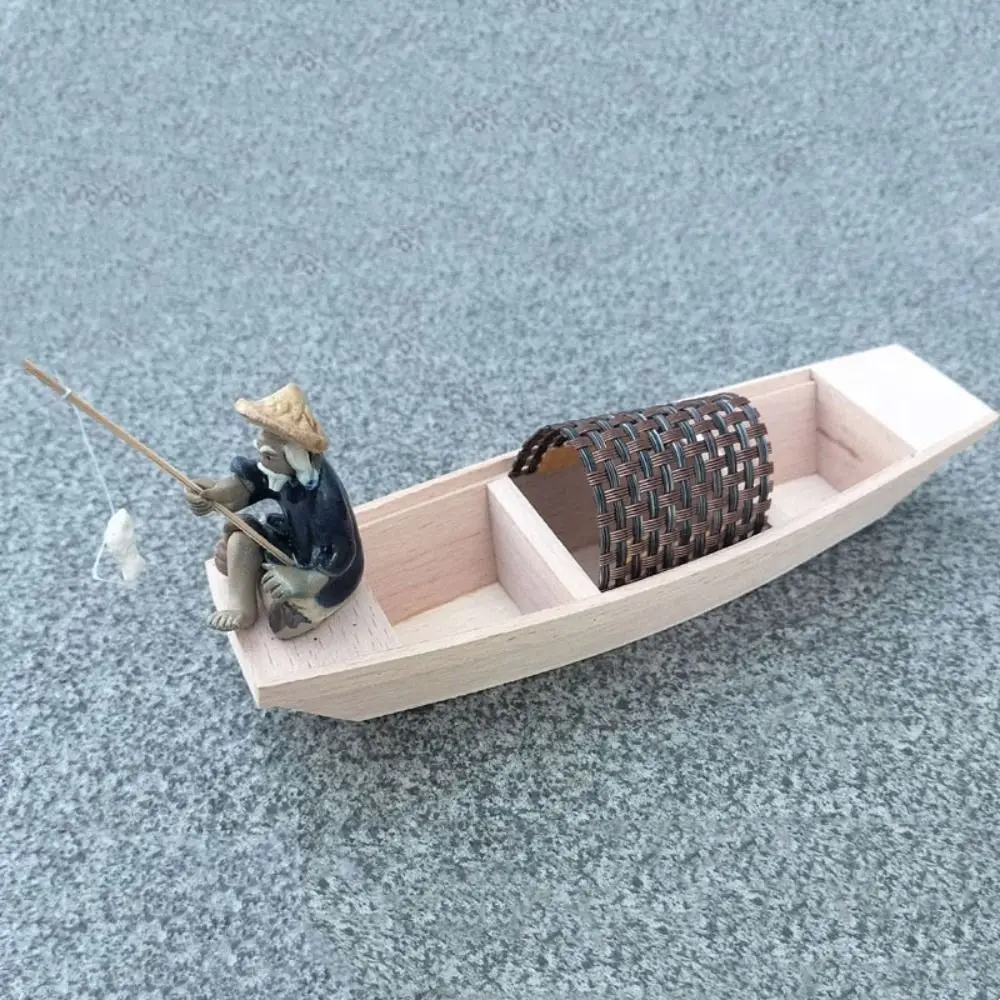 

Home Decoration Wooden Boat Model Vintage Decor Ocean Landscape Fishing Boat Decor Handcrafts Canoe Craft Boat Model Ornaments