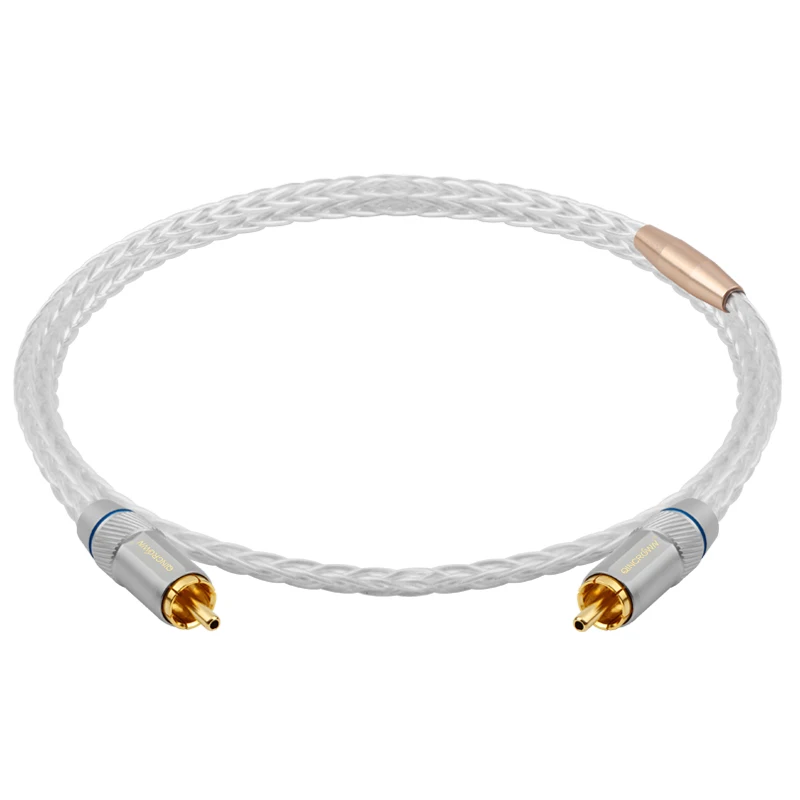 

QINCROWN Spdif Coaxial Audio Cable 7N Pure Copper Silver Plated Single Crystal Silver TV Amplifier Subwoofer Connection Line