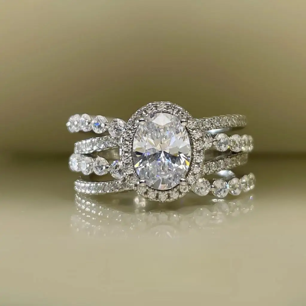 

Многорядное кольцо с бриллиантами, муассанит 3 карата, обручальное кольцо из стерлингового серебра 925 пробы, ювелирные изделия