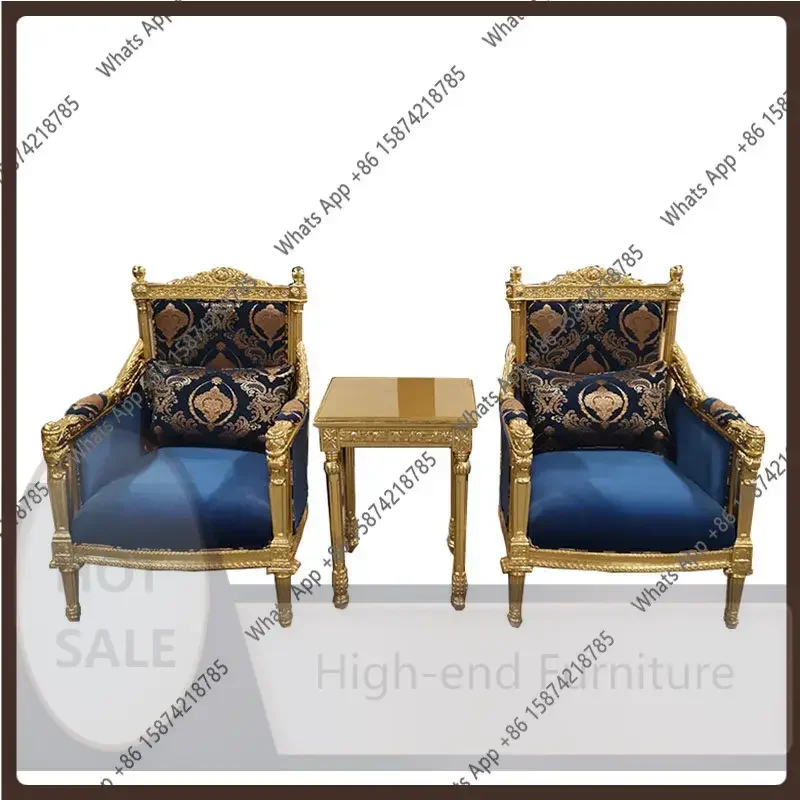vUy BJ European French Neoclassical Solid Wood Carved Gold Leaf Lounge Chair Villa High-end Furniture Customization