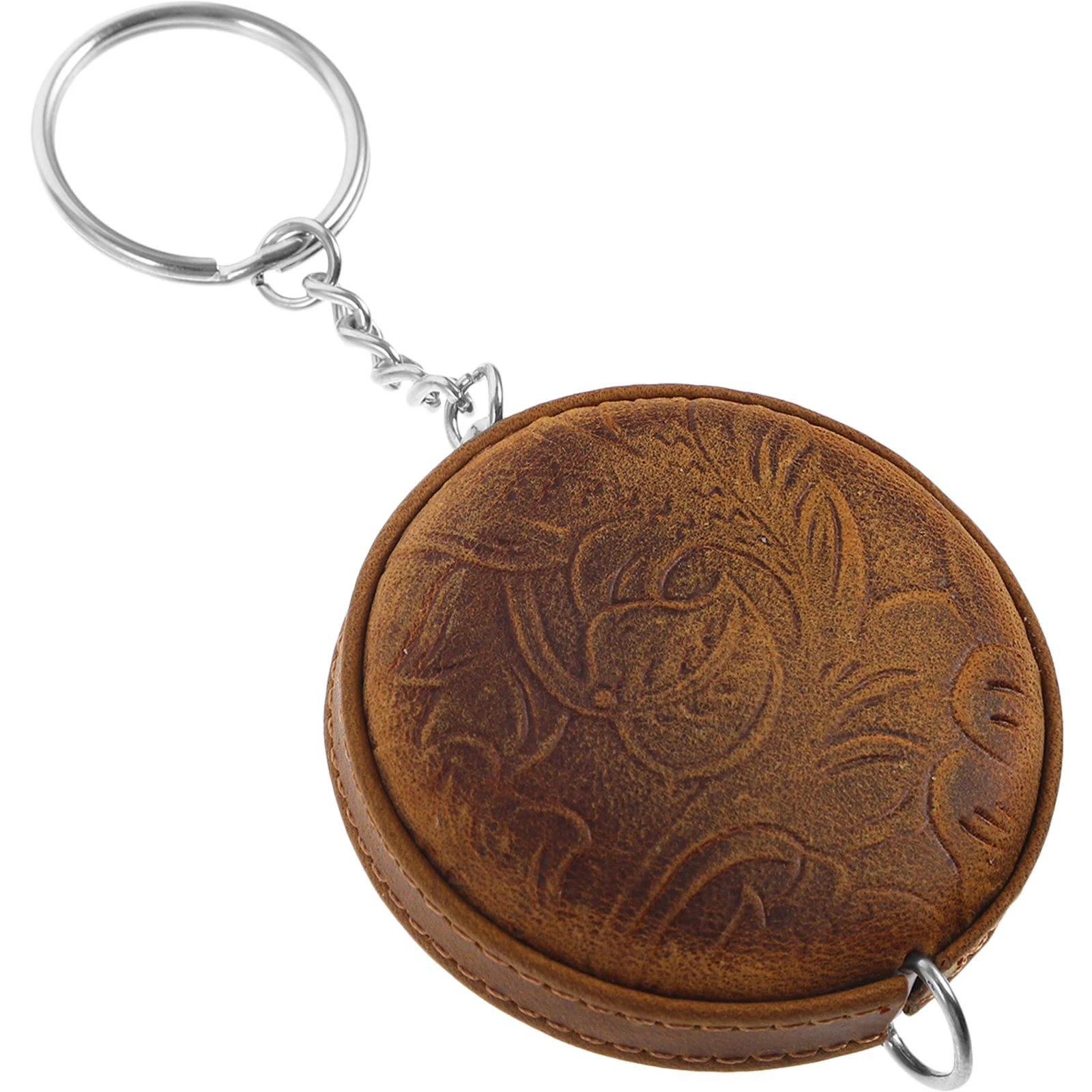 

Mini Tape Measure Keychain 1.5m Portable Retractable Round Vintage Cowhide Material Body Measurement Travel Outdoor Use