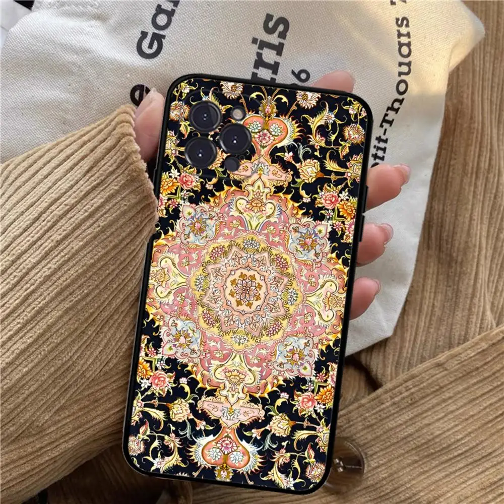 Persian Carpet Floral Art Phone Case For iPhone 15 14 11 12 13 Mini Pro XS Max Cover 6 7 8 Plus X XR SE 2020 Funda Shell