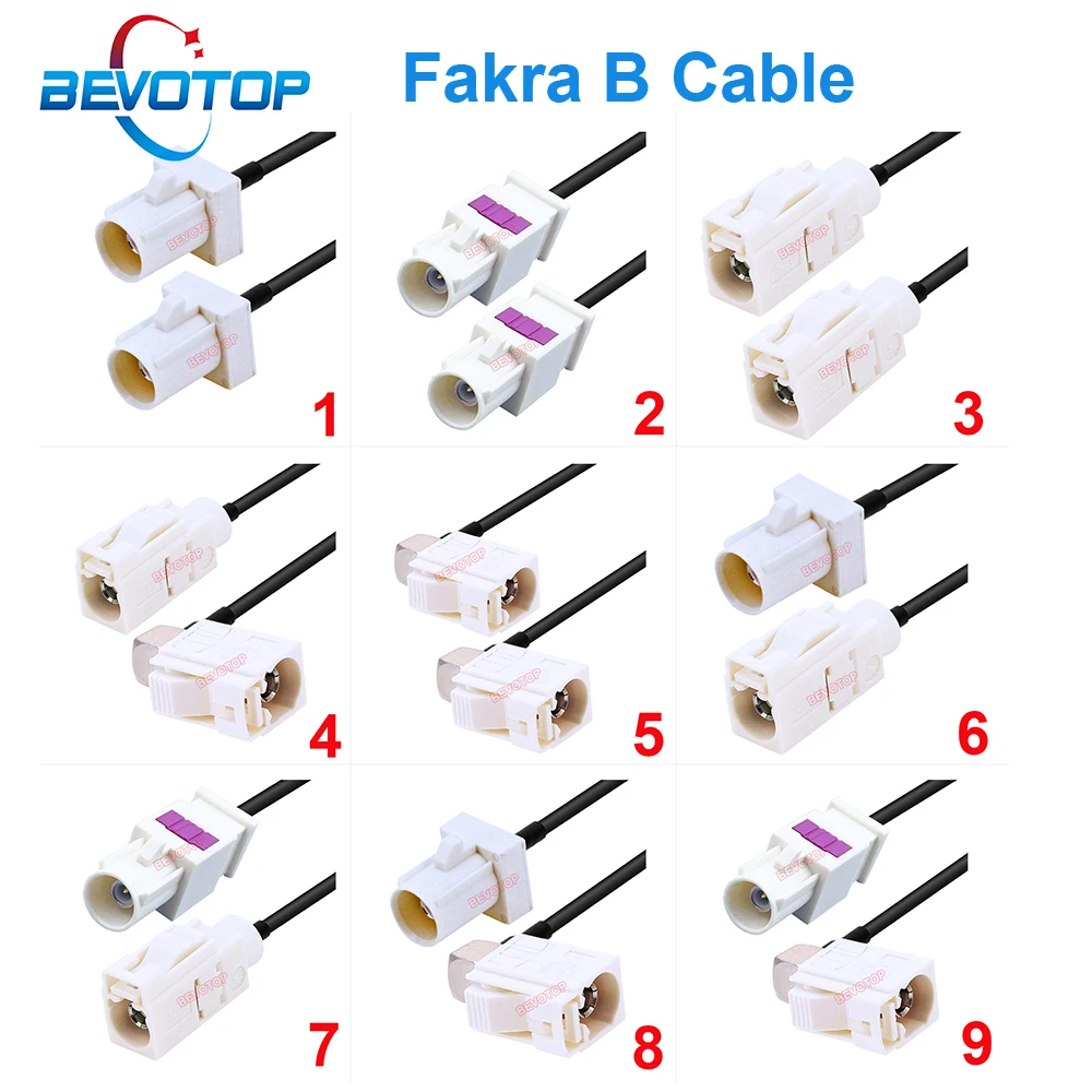 10PCS/LOT Wholesales Fakra B Male & Female Extension Jumper RG174 Pigtail for DAB AM FM BEVOTOP Auto Cable 10CM~20M Customized