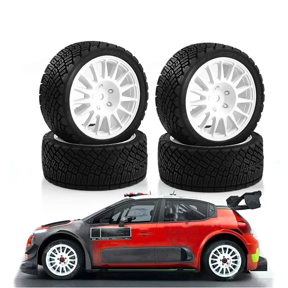 

4 PCS Tires for WRC RC Fiesta C3 Rally Flat Runner Tires 1 : 10 Model Car Replacement Tires RC Car Upgrade Parts Accessories