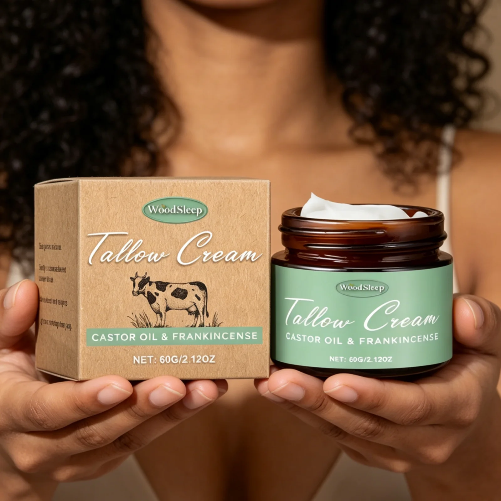WoodSleep Beef Tallow Face Cream Deep Nourishment Relieve Skin Dryness Improve Skin Brightness Gentle Facial Moisturizing Cream