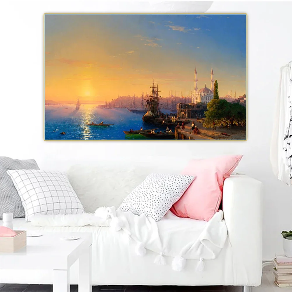 سيتون إيفان ايفازوفسكي 《عرض القسطنطينية والبوسفور》 لوحة زيتية فنية من القماش صورة ديكور جدران حديث ديكور منزلي