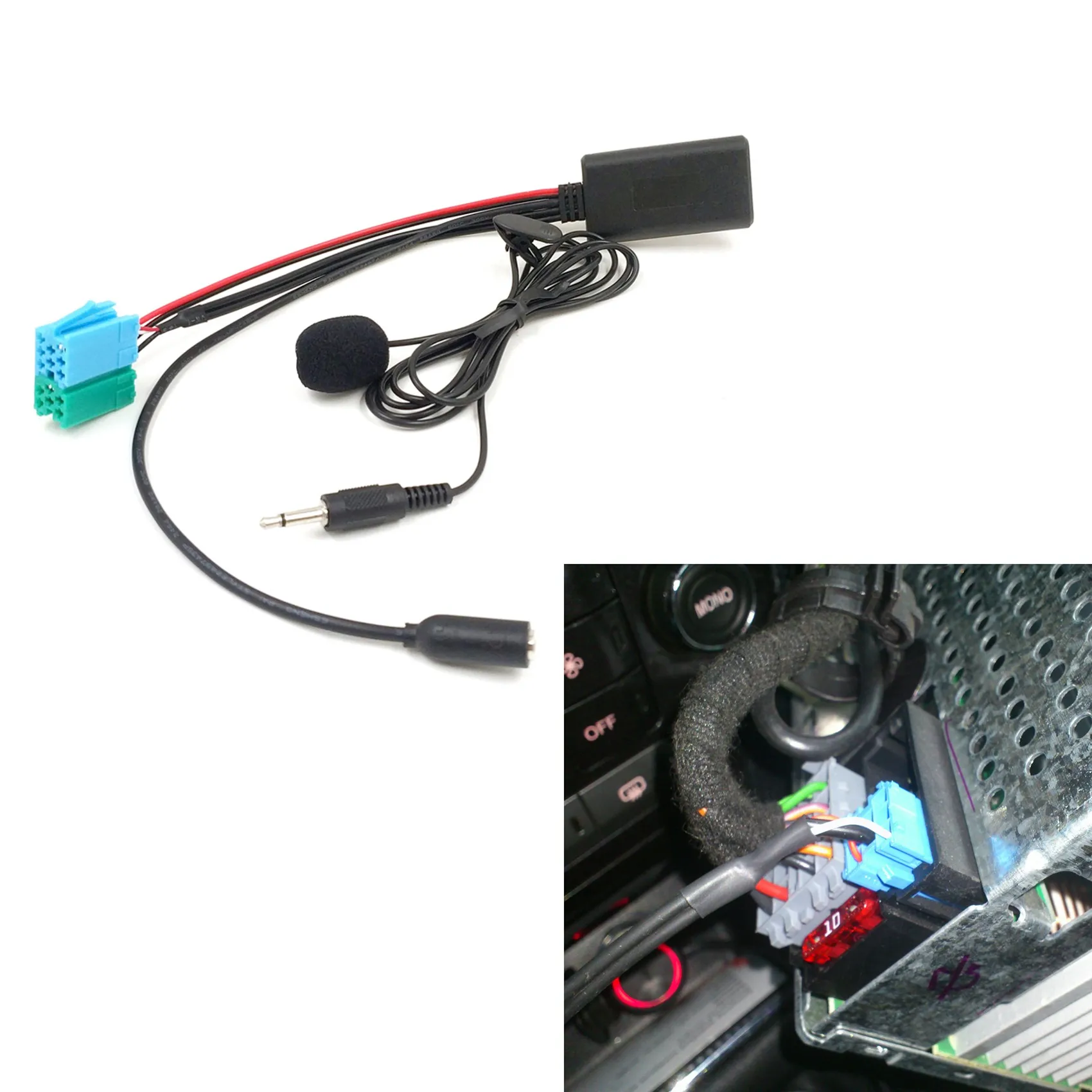 Car 6+8Pin Bluetooth Audio Aux Cable Microphone Handsfree Mobile Phone Free Calling Adapter For Fiat Bravo 2007+ Visteon-M53K - view 4
