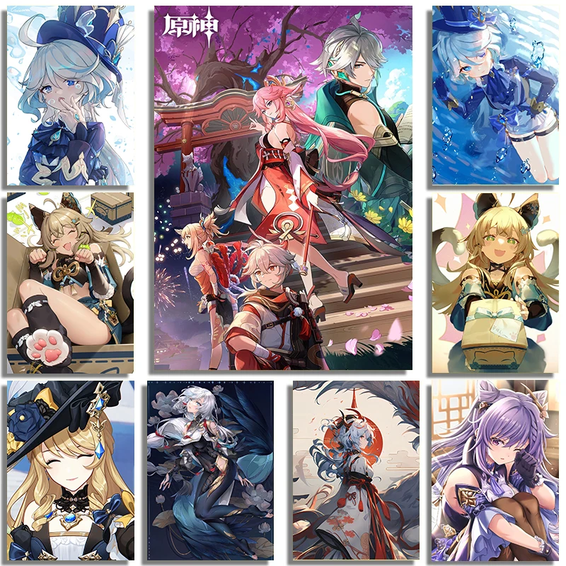 Affiches et impressions de personnages Genshin Impact, jeux populaires, impression sur toile, mur d'anime, art moderne, photo, chambre à coucher, décoration de la maison