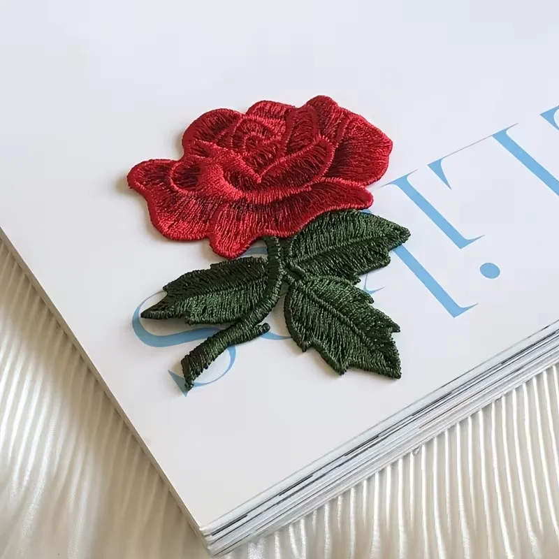 10pcs Embroidered Patches Rose Small Applique For Bag Jacket Jeans Clothing DIY Game Day Fan Gear for All Football Fans