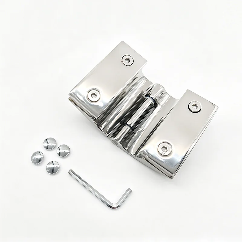 180 Degree Arc Hinge 304 Stainless Steel Cast Glass Door Hinge for Bathroom External Opening