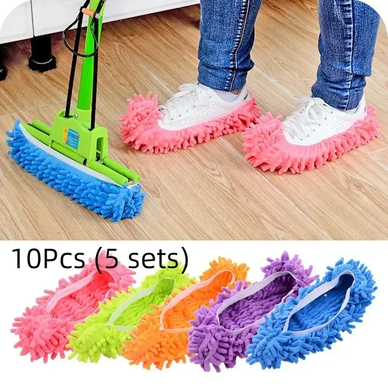 10pcs Floor Dust Cleaning Slippers Shoes Lazy Mopping Shoes Home Bathroom Floor Cleaning Micro Fiber Cleaning Shoes