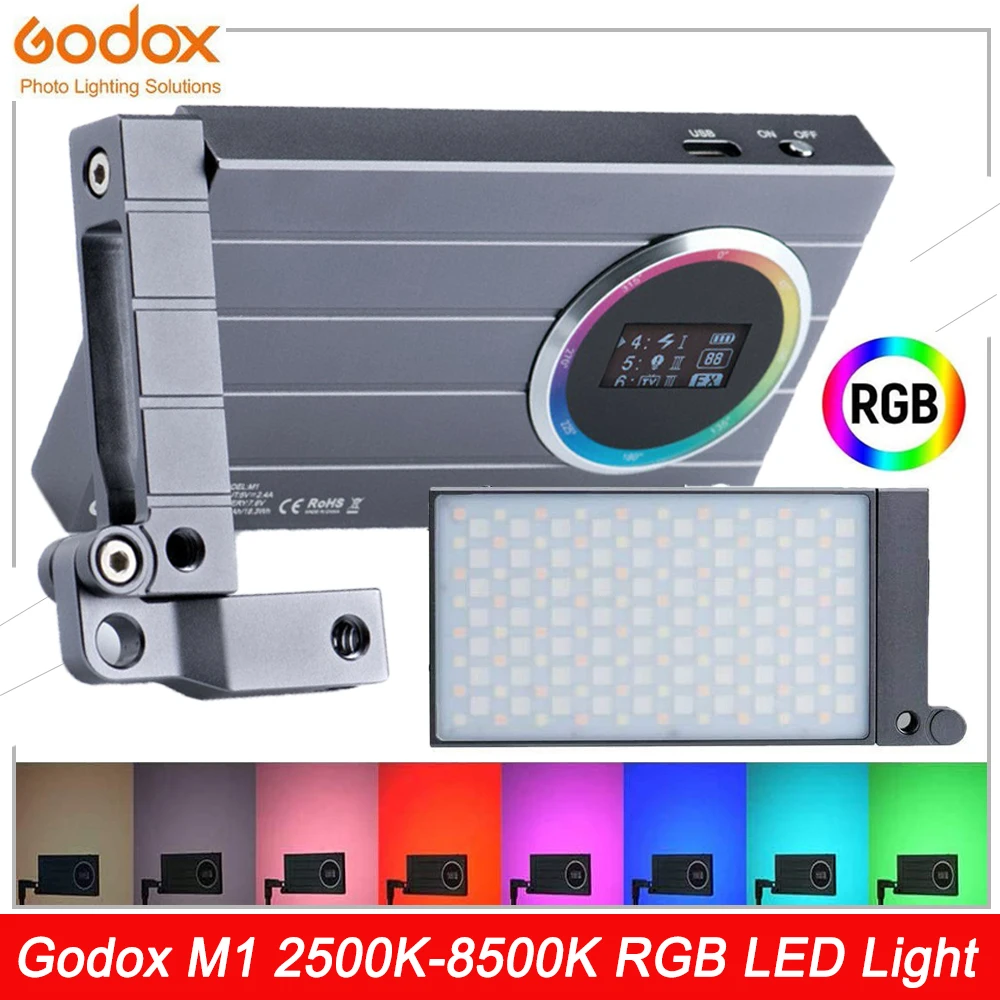 Godox M1 2500K-8500K Full Color Rgb Led Light Pocket Aluminium Led Video Creatieve Licht Meerdere speciale Effecten Functie