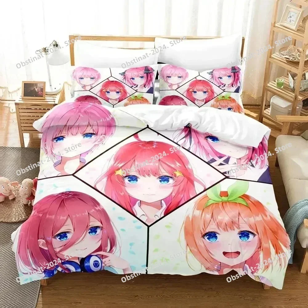 Anime Quintessential Quintuplets Bedding Set Printed single Comforter Quilt Bed Cover Pillow Case 3 Pieces Sets Kids Adult Size