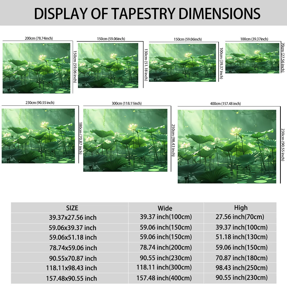 1pc Light Shadow Lotus Pond Lotus Tapestry Tapestry Background Wall Decoration Space Hanging Ornament Gift Background Cloth