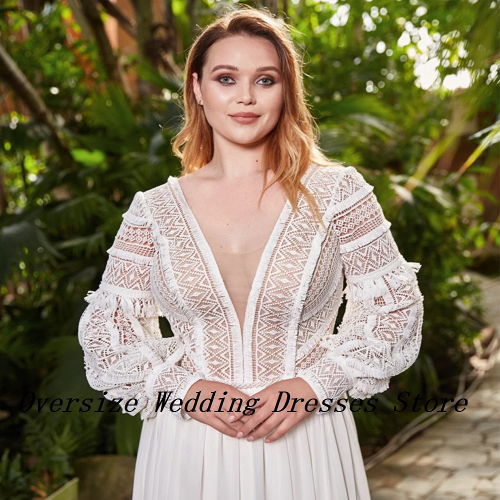 Elegante träger lose Plus Size Brautkleider mit Spitze 2024 Sommer voller Ärmel Brautkleider für Frauen neue Vestidos de Novia